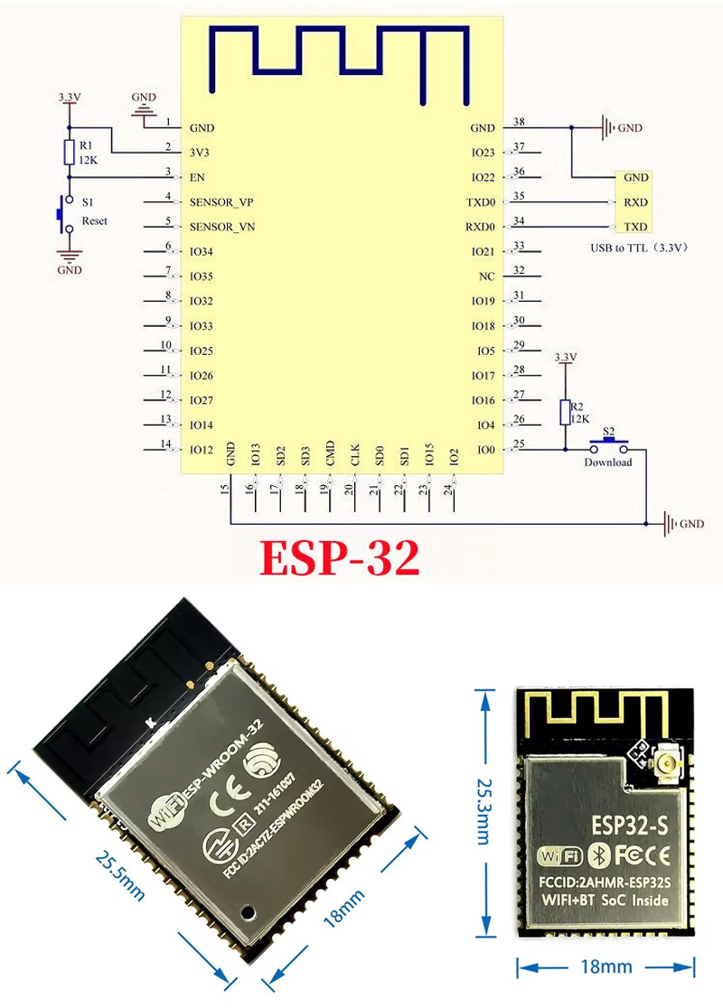 ESP32 ESP-32S ESP-12E ESP-12F  - Esp32 Wifi Bluetooth Module avis et prix